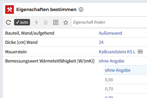 Eigenschaften der gesuchten Bauleistung im Baupreislexikon wählen Eigenschaften der gesuchten Bauleistung im Baupreislexikon wählen