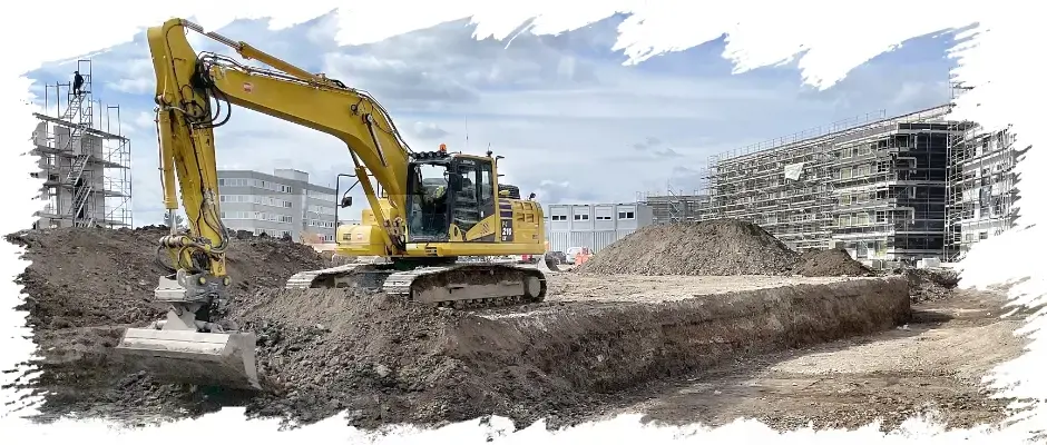 Bagger auf Baustelle Bagger auf Baustelle