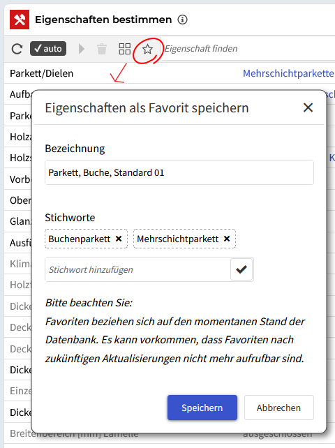 Favorit speichern